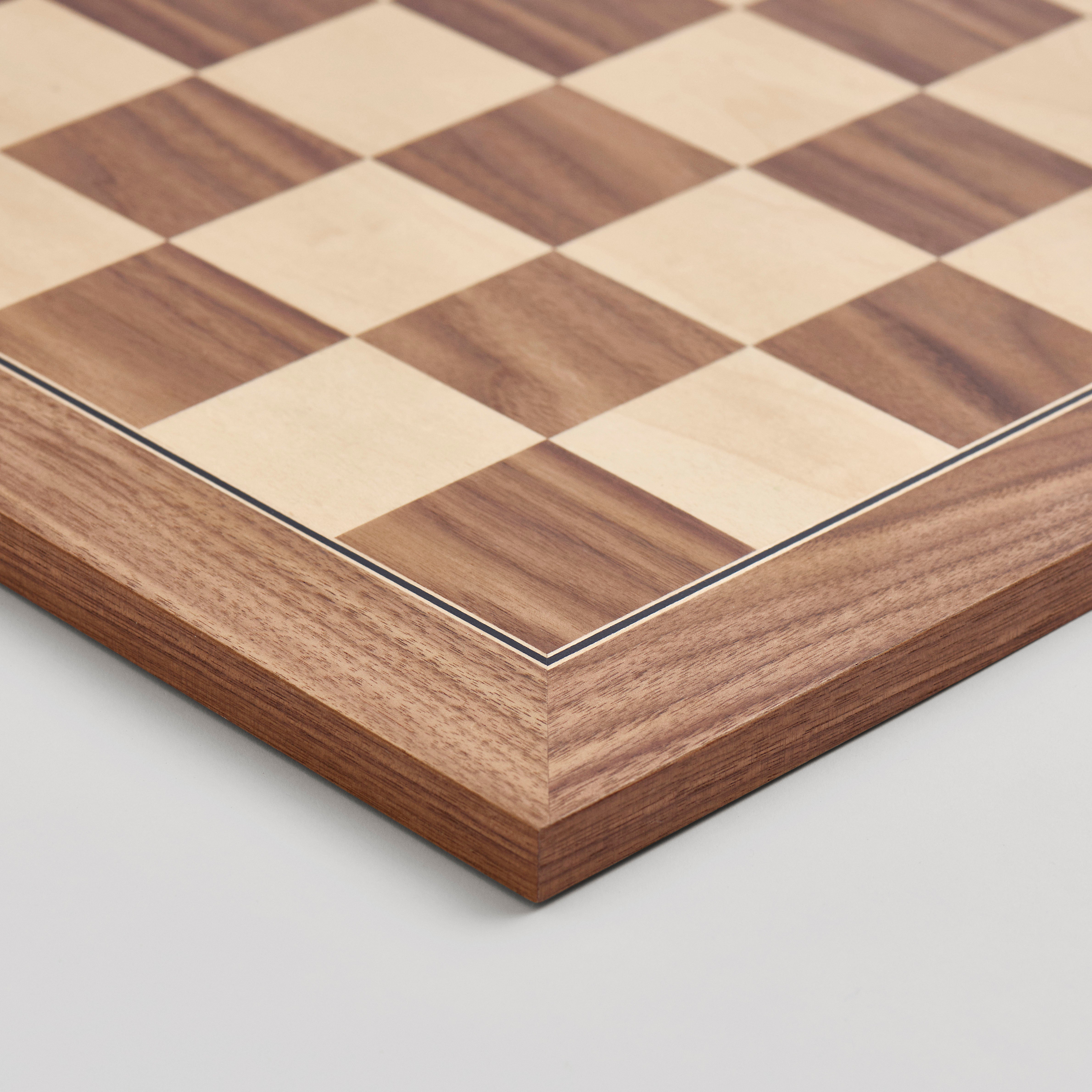 Handmade chessboard in walnut and maple – 55 x 55 cm
